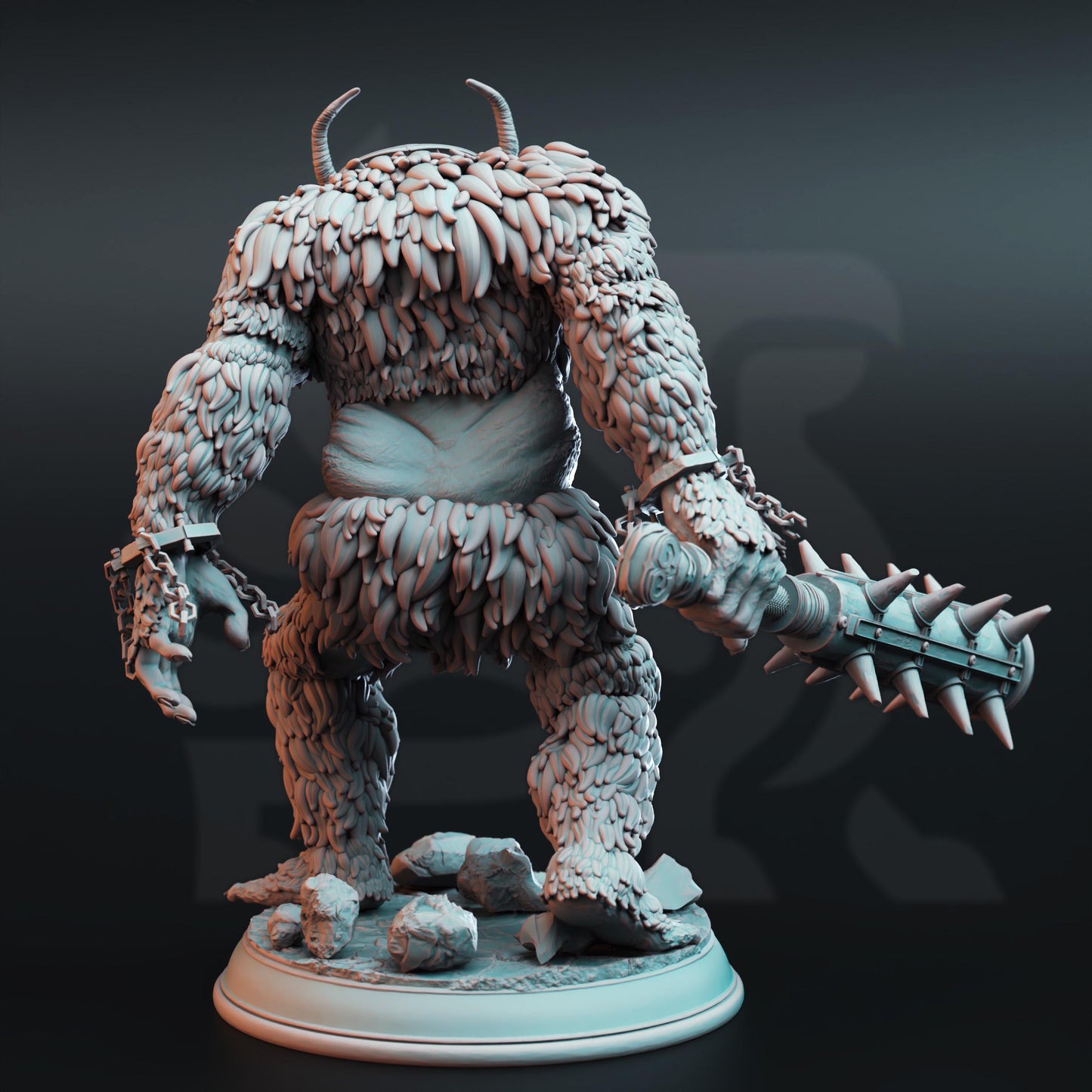 Snow Troll Mace (Huge) - 3D Printed Tabletop Figure for Dungeons & Dragons, DnD, Pathfinder RPGs, TTRPG