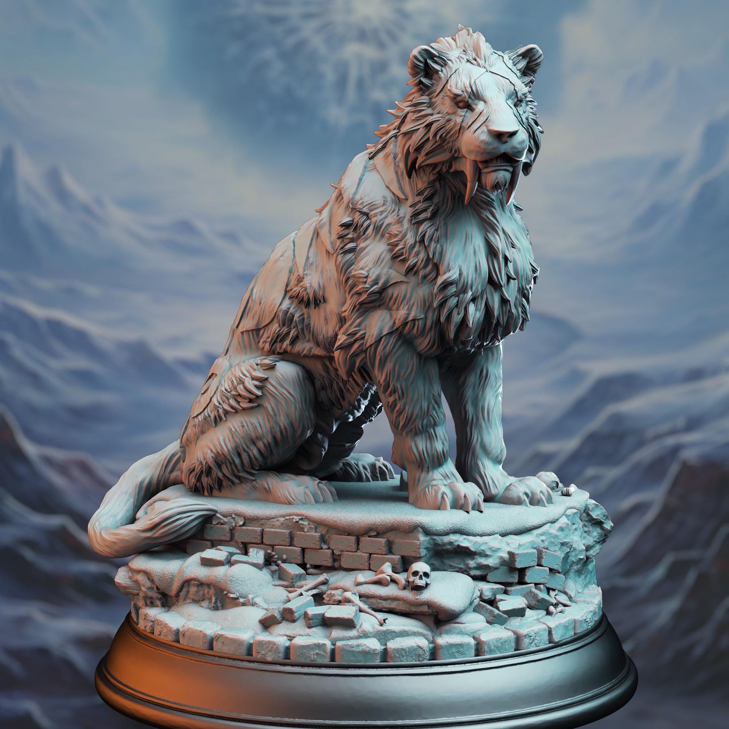 Giant Sabertooth Tiger - Sabka (Huge) - 3D Printed Tabletop Figure for Dungeons & Dragons, DnD, Pathfinder RPGs, TTRPG