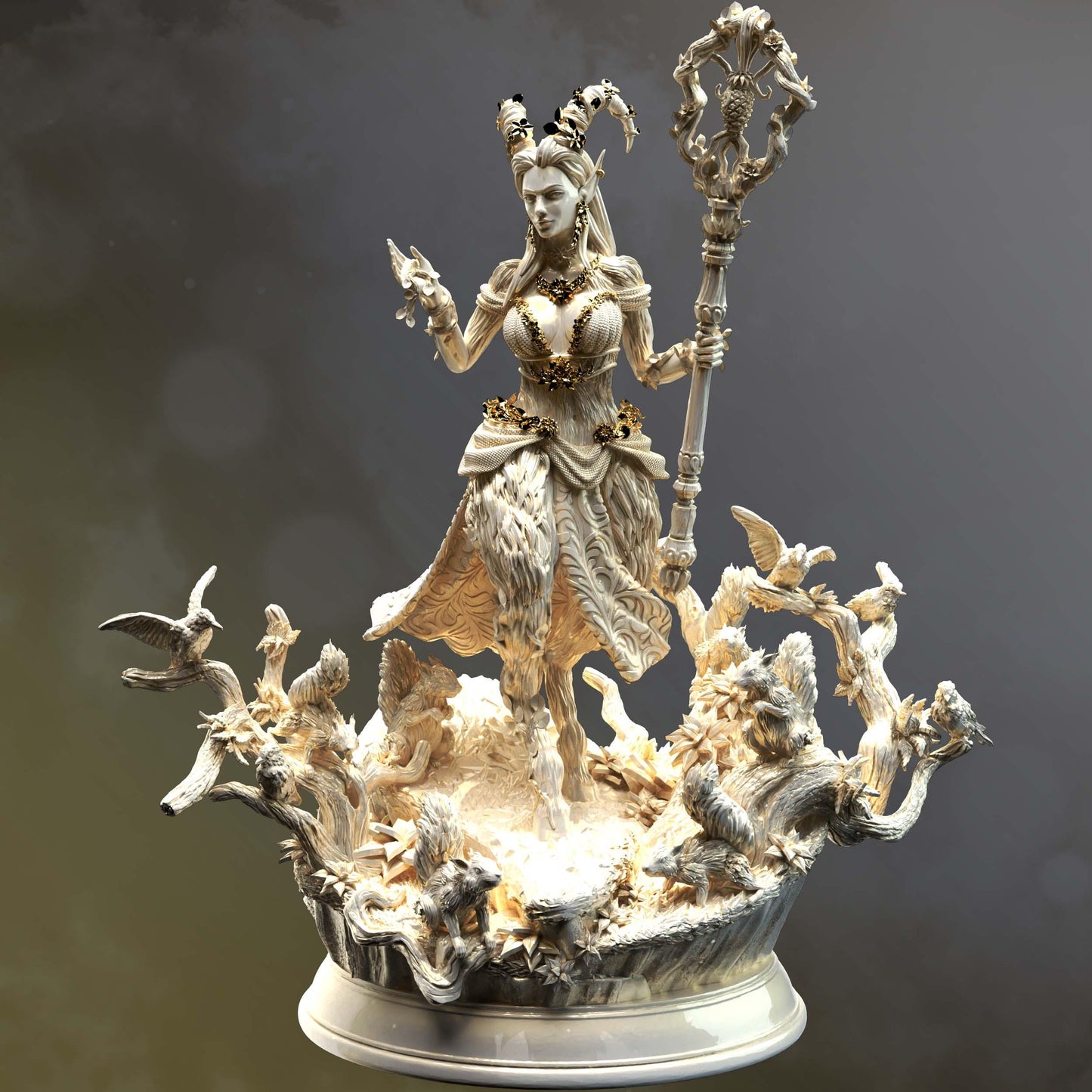 Fey-touched Faun Goddess - Renmaeth (Medium) - Tabletop Figure for Dungeons & Dragons, DnD, Pathfinder RPGs, TTRPG