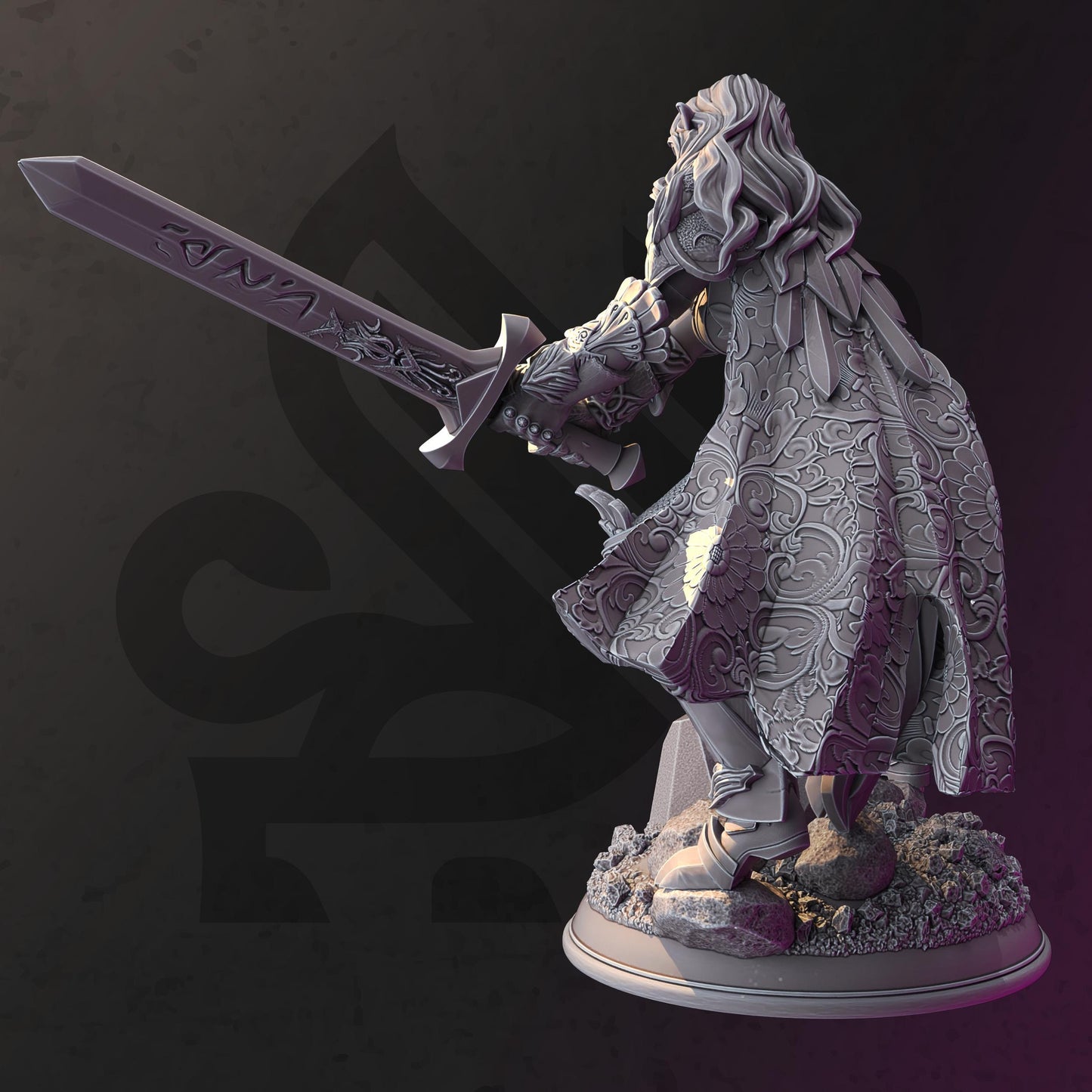 Elf Righteous Holy Paladin - Syrinlena (Medium) - Tabletop Figure for Dungeons & Dragons, DnD, Pathfinder RPGs, TTRPG