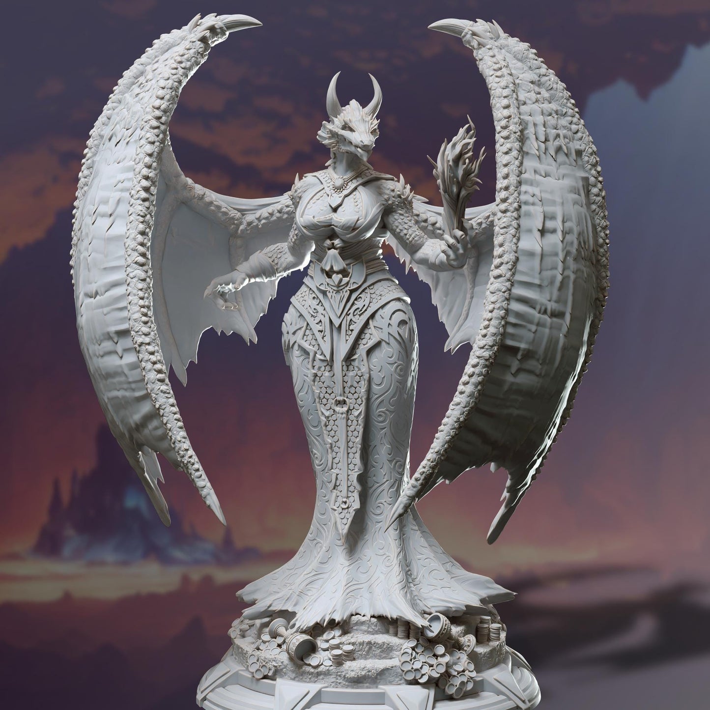 Dragon Warlock - Tharvaya (Medium) - Tabletop Figure for Dungeons & Dragons, DnD, Pathfinder RPGs, TTRPG