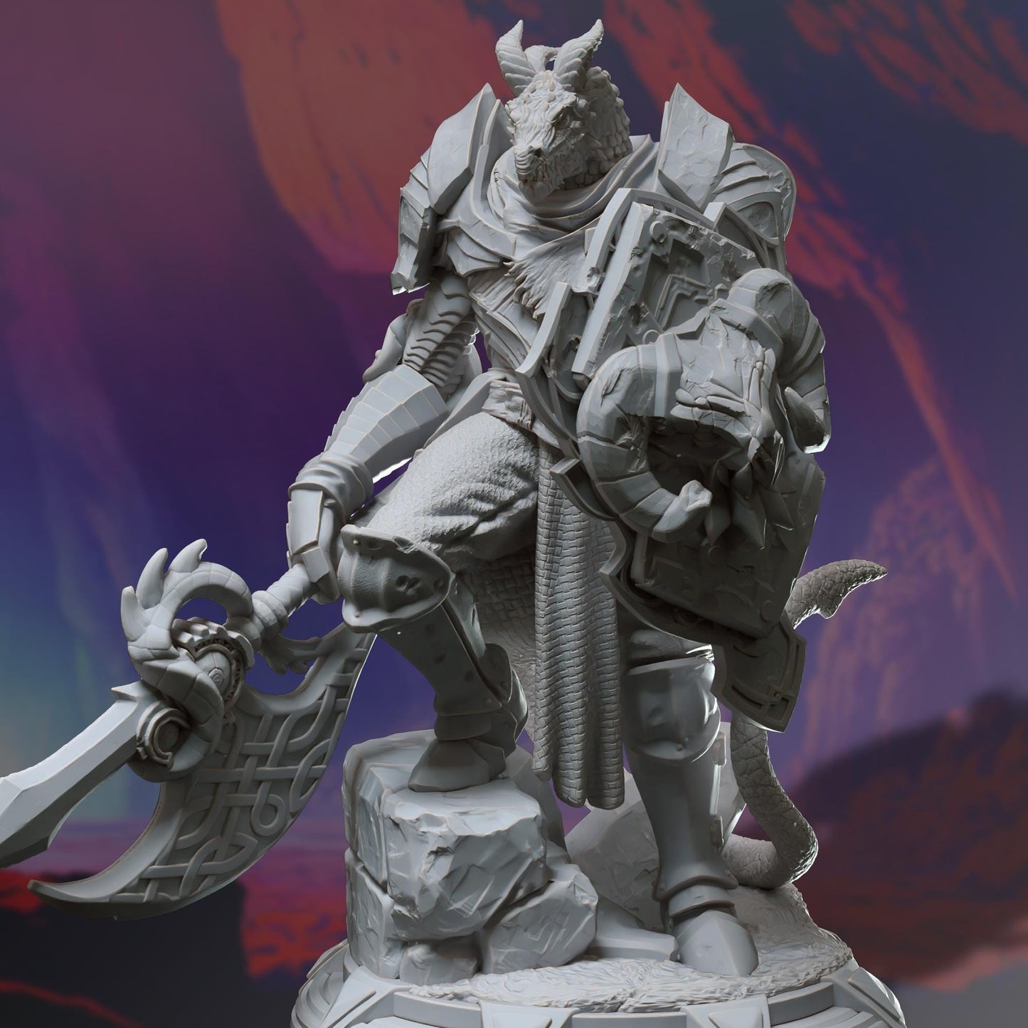 Dragon Knight - Tharvian (Medium) - Tabletop Figure for Dungeons & Dragons, DnD, Pathfinder RPGs, TTRPG