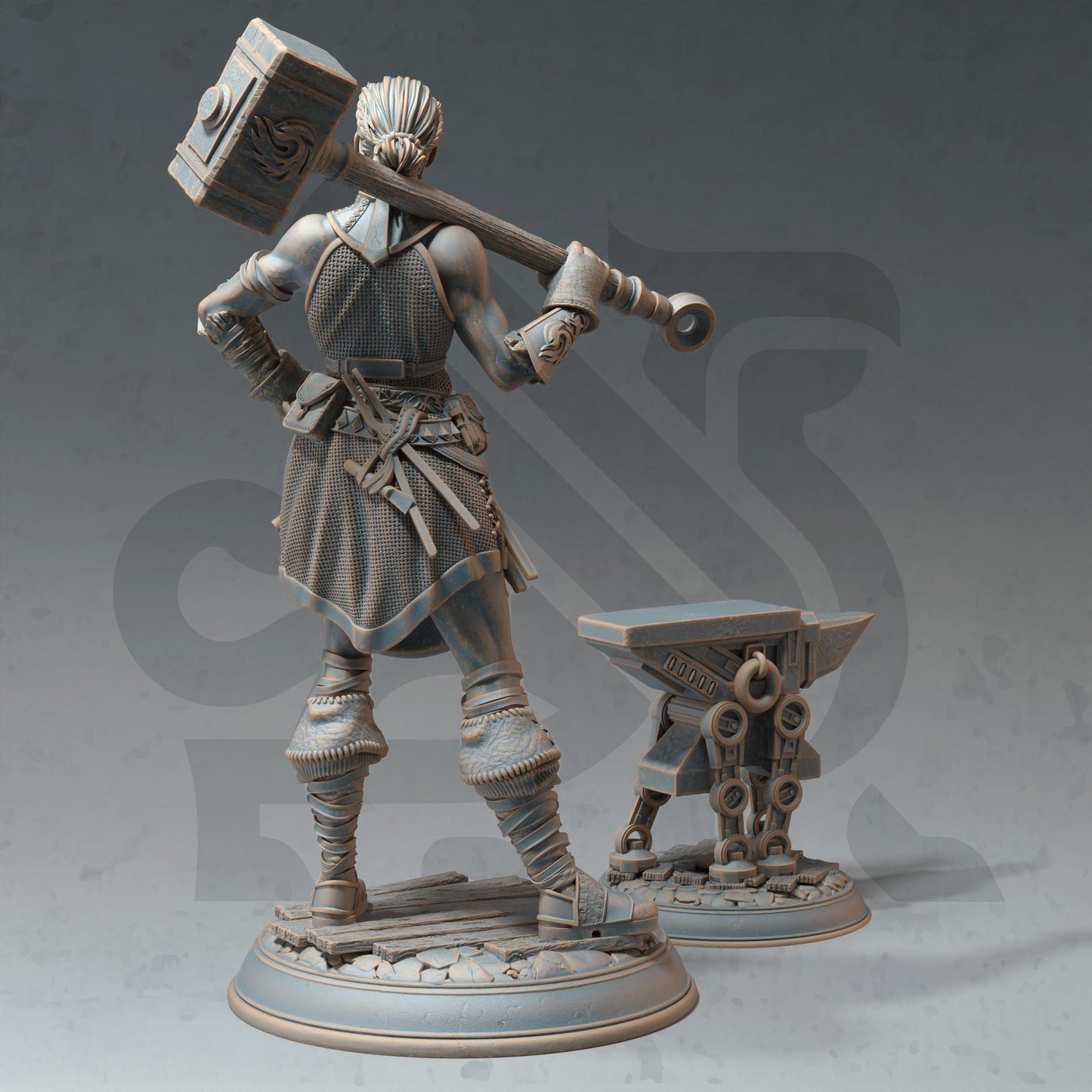 Forge Adept Artificer - Em Oddflame - 3D Printed Tabletop Figure for Dungeons & Dragons, DnD, Pathfinder RPGs, TTRPG