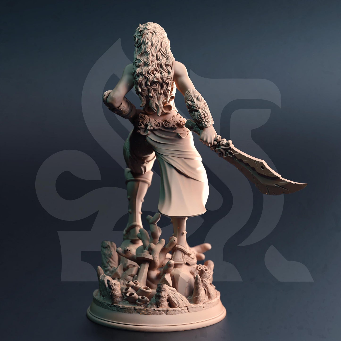 Triton Female Fighter - Inedra-Ki - 3D Printed Tabletop Figure for Dungeons & Dragons, DnD, Pathfinder RPGs, TTRPG