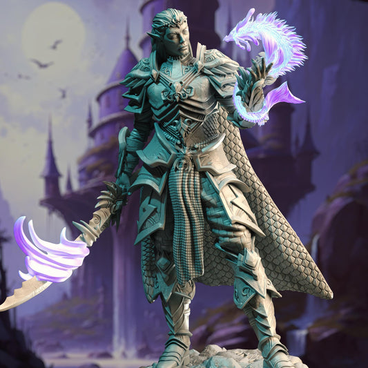 High Elf Spellblade - Vyndira - 3D Printed Tabletop Figure for Dungeons & Dragons, DnD, Pathfinder RPGs, TTRPG