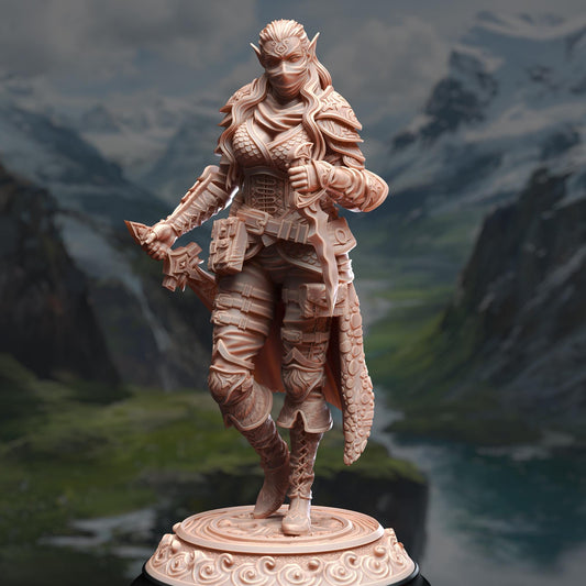 Water Genasi Swashbuckler Rogue - Hali Brookes - 3D Printed Tabletop Figure for Dungeons & Dragons, DnD, Pathfinder RPGs, TTRPG