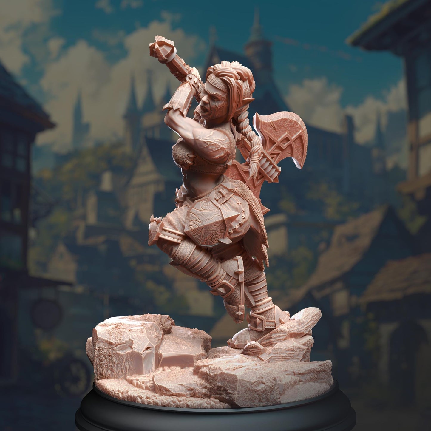 Duergar Battlerager Barbarian - Gatha (Medium) - Tabletop Figure for Dungeons & Dragons, DnD, Pathfinder RPGs, TTRPG