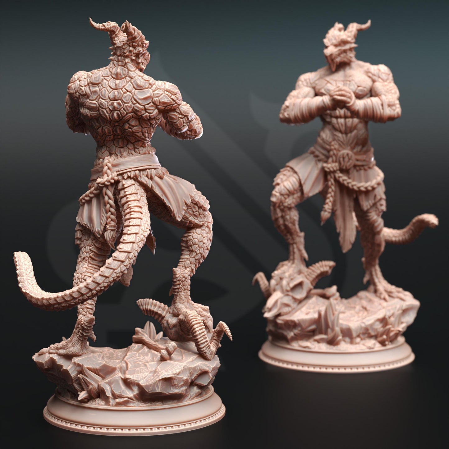 Dragonborn Pugilist - Kuthrak'Va - 3D Printed Tabletop Figure for Dungeons & Dragons, DnD, Pathfinder RPGs, TTRPG