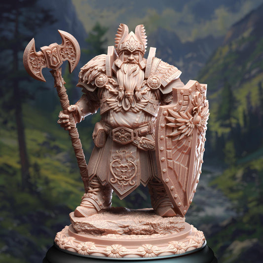 Dwarven Cleric of Life and Glory - Tors of Delvdor - 3D Printed Tabletop Figure for Dungeons & Dragons, DnD, Pathfinder RPGs, TTRPG