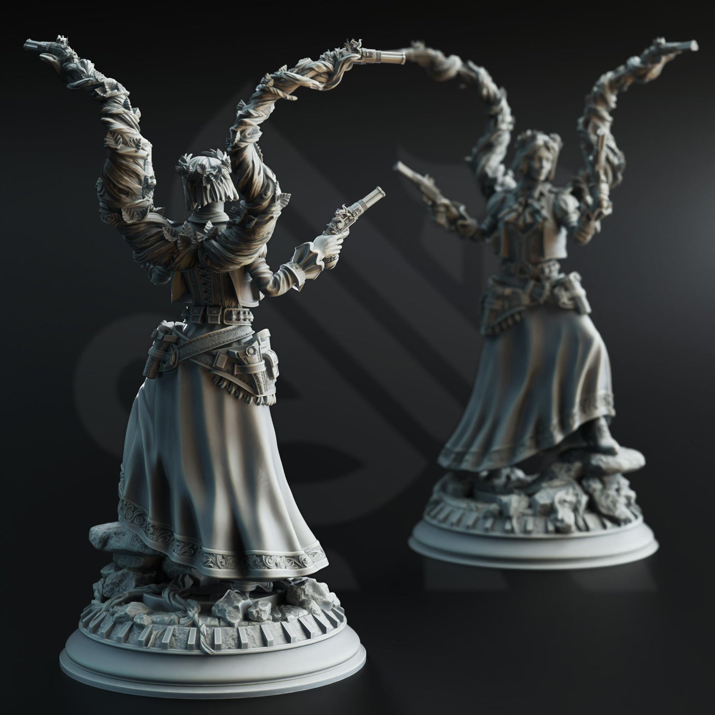 Half-Elf Druidic Gunslinger - Tasmin Greaves - 3D Printed Tabletop Figure for Dungeons & Dragons, DnD, Pathfinder RPGs, TTRPG