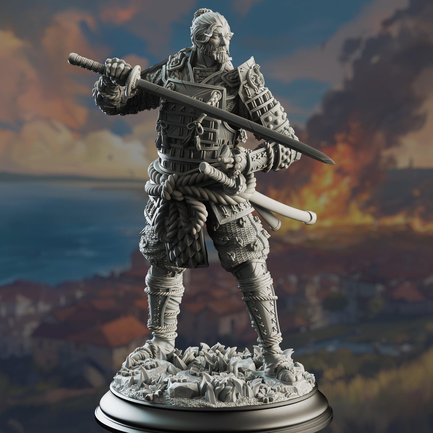 Wandering Samurai - Saburo Ryu (Medium) - Tabletop Figure for Dungeons & Dragons, DnD, Pathfinder RPGs, TTRPG