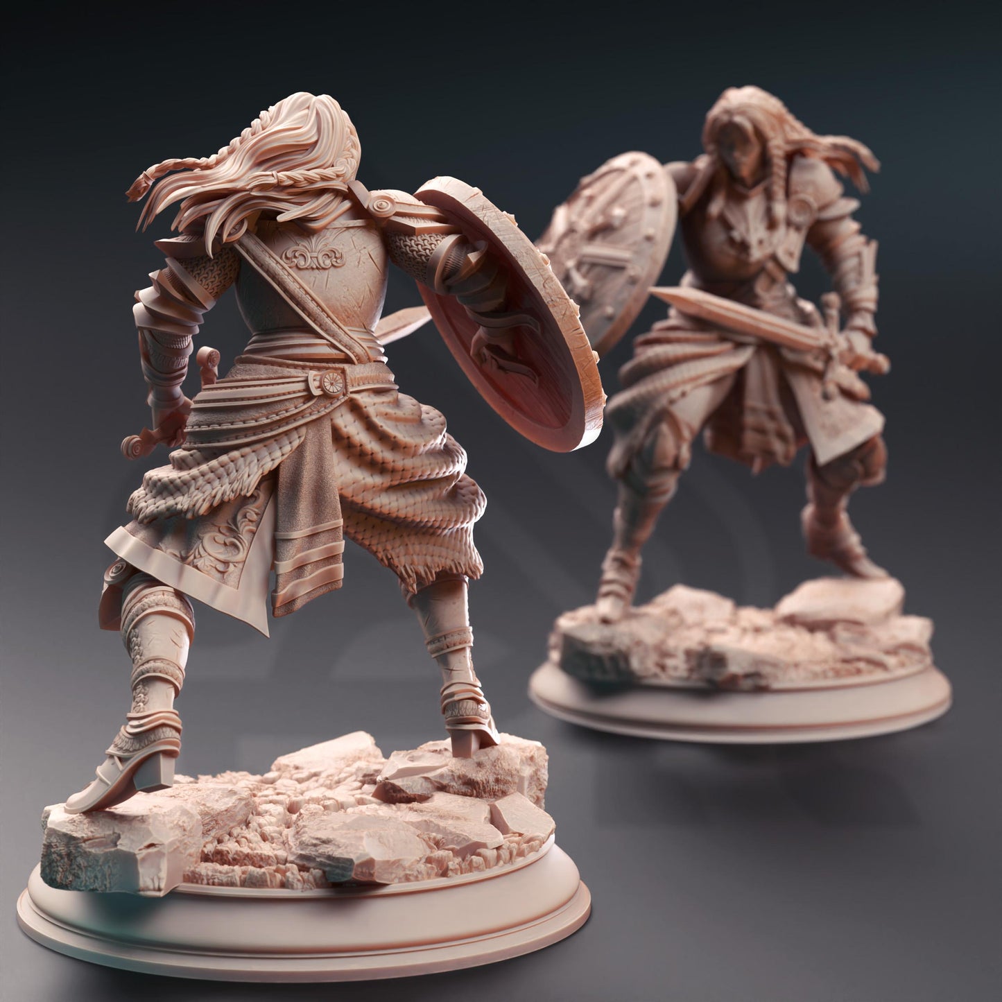 Human Veteran Fighter - Jorjie of Hvirna (Medium) - 3D Printed Tabletop Figure for Dungeons & Dragons, DnD, Pathfinder RPGs, TTRPG