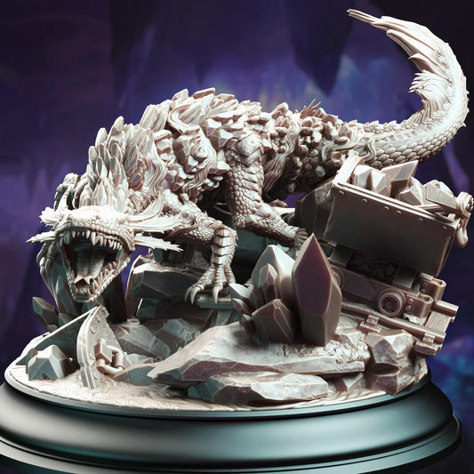 Lava Elemental Salamander (Huge) - 3D Printed Tabletop Figure for Dungeons & Dragons, DnD, Pathfinder RPGs, TTRPG