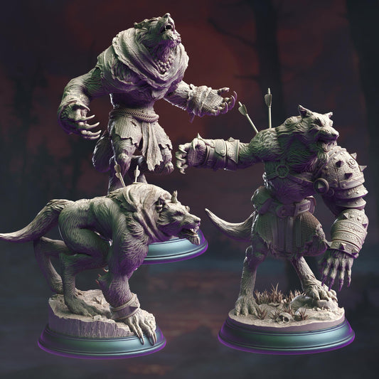 Werewolf Warriors (Bundle) - 3D Printed Tabletop Figure for Dungeons & Dragons, DnD, Pathfinder RPGs, TTRPG