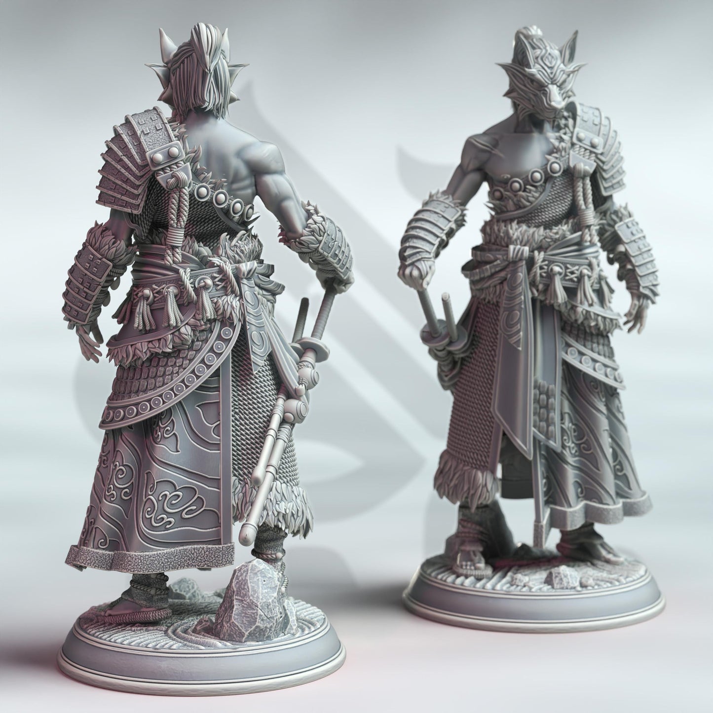 Samurai of the Wolf - Kaoru Okami (Medium) - 3D Printed Tabletop Figure for Dungeons & Dragons, DnD, Pathfinder RPGs, TTRPG