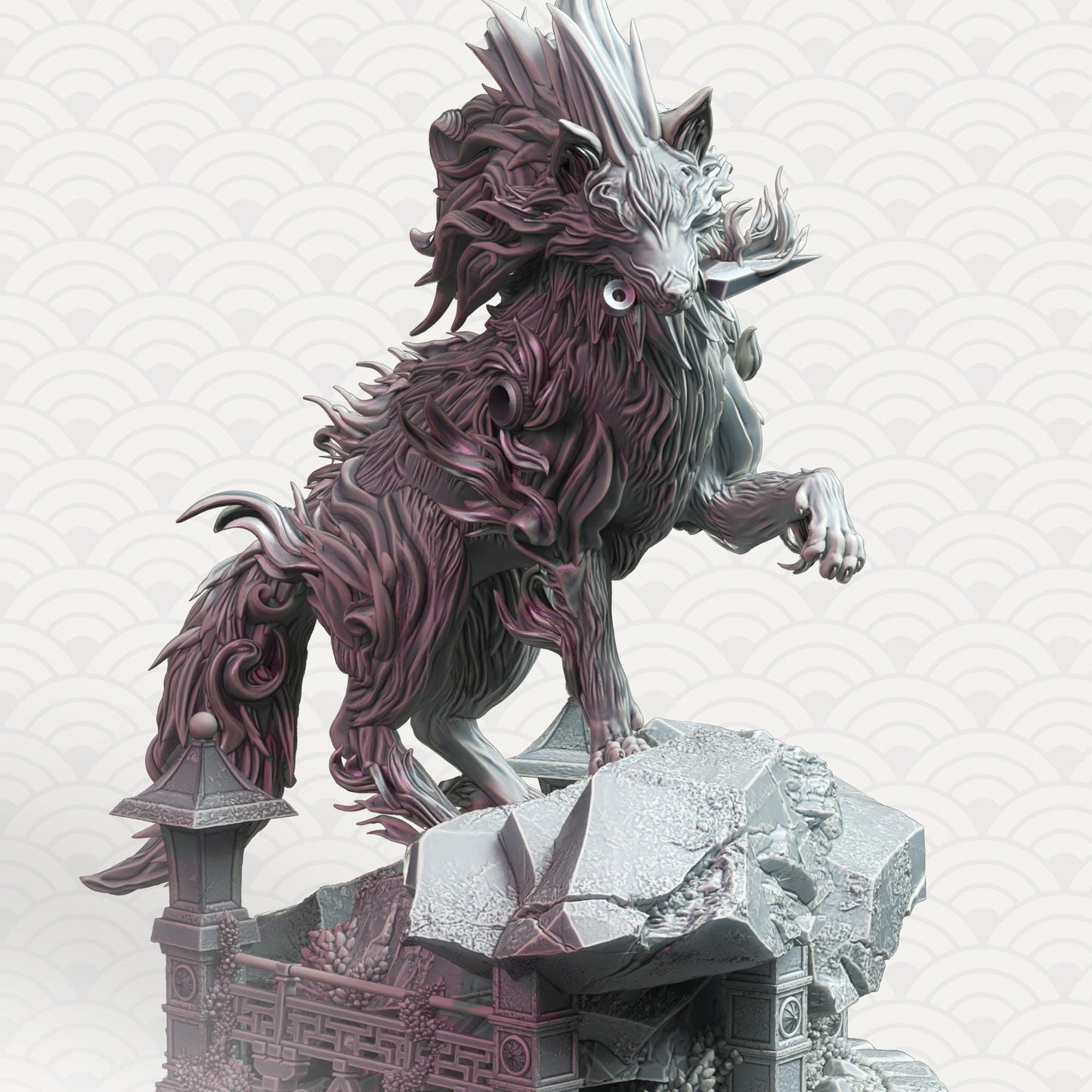 The Wolf Spirit - Amaru Taiyo (Large) - 3D Printed Tabletop Figure for Dungeons & Dragons, DnD, Pathfinder RPGs, TTRPG