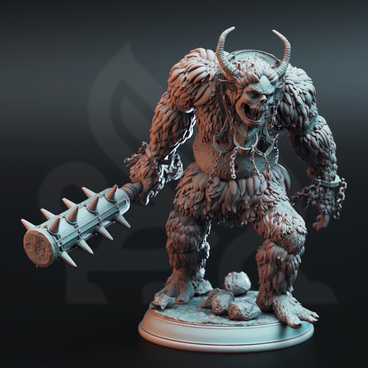 Snow Troll Mace (Huge) - 3D Printed Tabletop Figure for Dungeons & Dragons, DnD, Pathfinder RPGs, TTRPG