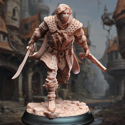 Bandit Boss - Derrick the Fin (Medium) - 3D Printed Tabletop Figure for Dungeons & Dragons, DnD, Pathfinder RPGs, TTRPG